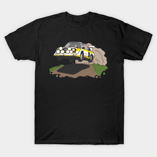 Quattro S1 Rally - Full Send - Group B WRC (Muddy) T-Shirt by Gregrrr